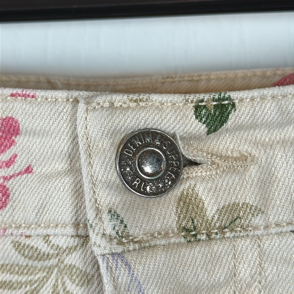 Ralph Lauren Denim & Supply Floral Cream Denim Ankle Zip Jeans Size 32 EUC #0117 - Picture 6 of 9